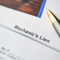Legal document Mechanic Lien on paper close up.